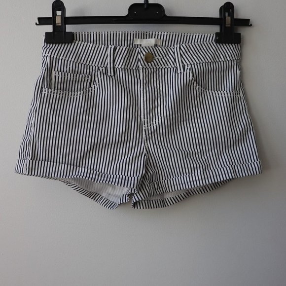 H&M navy blue (almost black) and white striped shorts - Picture 1 of 3